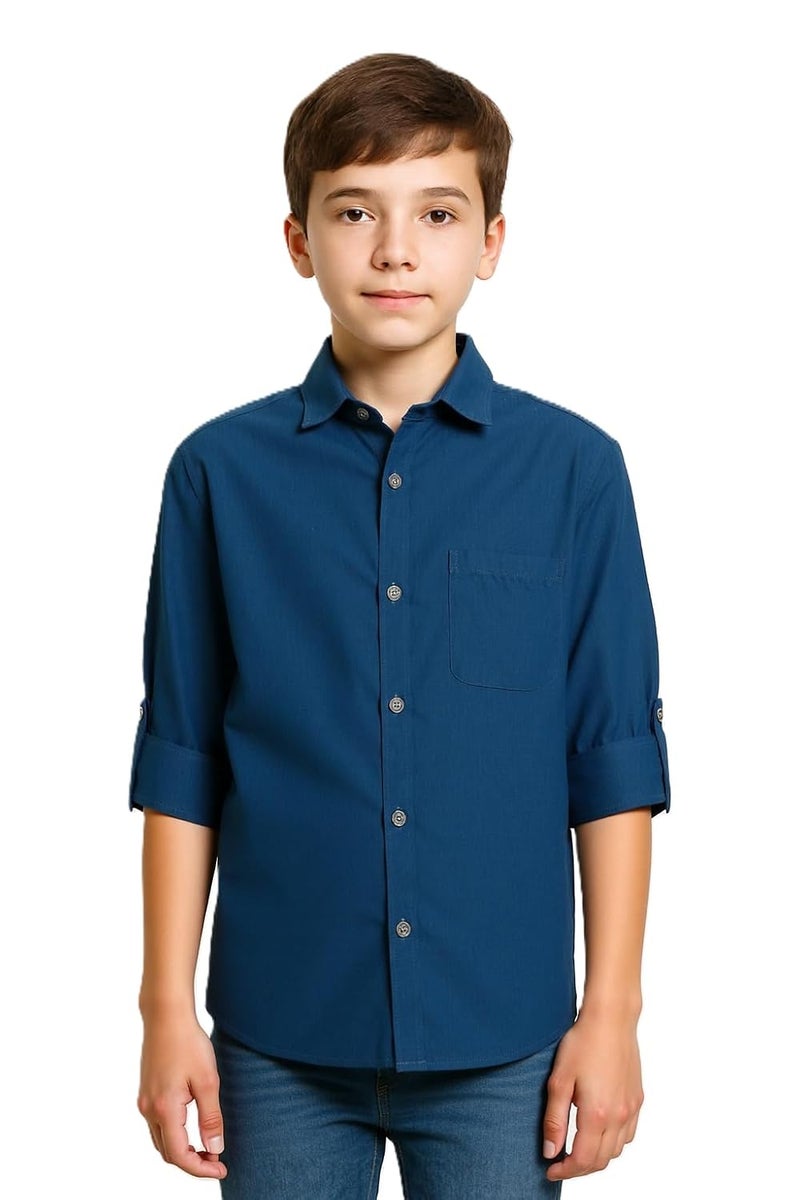CHARCHIT Boys Cotton Regular Fit Plain Full Sleeves Casual Shirt - Image 1